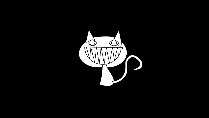 иллюстрация белого кота с черным фоном, черный кот, Алиса: Безумие возвращается, HD обои