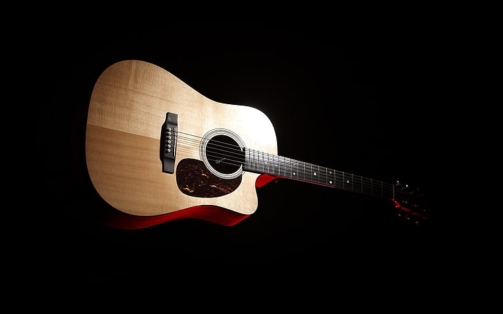 Acoustic Guitar, brown cutaway acoustic guitar, Music, , guitar, HD wallpaper