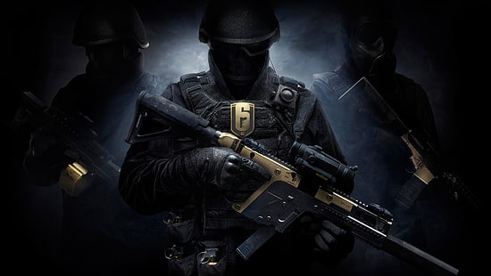 soldato con in mano una carta da parati per fucili, Ubisoft, Rainbow Six, Tom Clancy's Rainbow Six: Siege, Sfondo HD HD wallpaper
