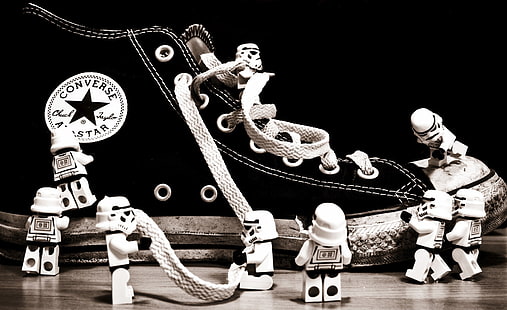 StormTrooper Converse, бяла обувка Converse All Star, Забавни, Филми / Междузвездни войни, stormtrooper, converse, stormtroopers, lego star wars, lego stormtrooper, imperial stormtroopers, lego stormtroopers, converse обувки, HD тапет HD wallpaper