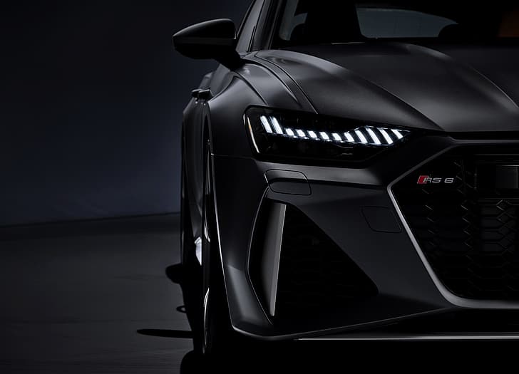 Audi, grade, universal, RS 6, 2020, 2019, cinza escuro, V8 Twin-Turbo, RS6 Avant, luzes de laser led, HD papel de parede