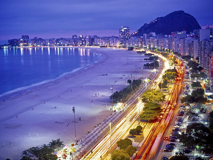 해변, 브라질, 코파카바나, 자네이루, 리오, HD 배경 화면