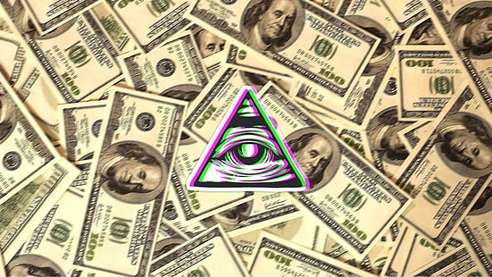 arte digitale, dollari, occhi, illuminati, soldi, Sfondo HD HD wallpaper