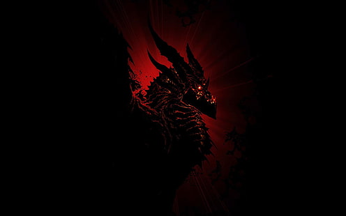 siyah ve kırmızı ejderha çizim, Hearthstone, Deathwing, World of Warcraft, HD masaüstü duvar kağıdı HD wallpaper