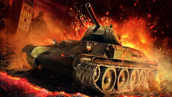 zielona tapeta cyfrowa czołgu bojowego, figura, grafika, T-34, radziecki czołg średni, trzydzieści cztery, Tapety HD