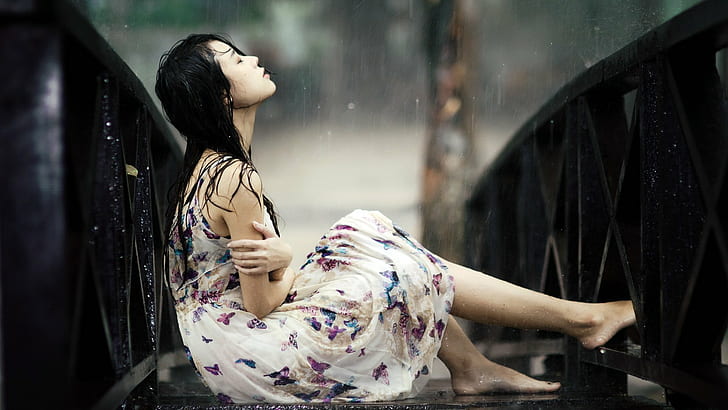 Beautiful, girl, mood, rain, HD wallpaper | Wallpaperbetter