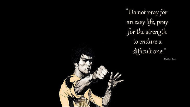 Bruce Lee, Bruce Lee, hitam, kuning, kutipan, kehidupan, motivasi, Wallpaper HD