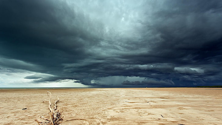 badai, angin puyuh, gurun, berawan, Wallpaper HD