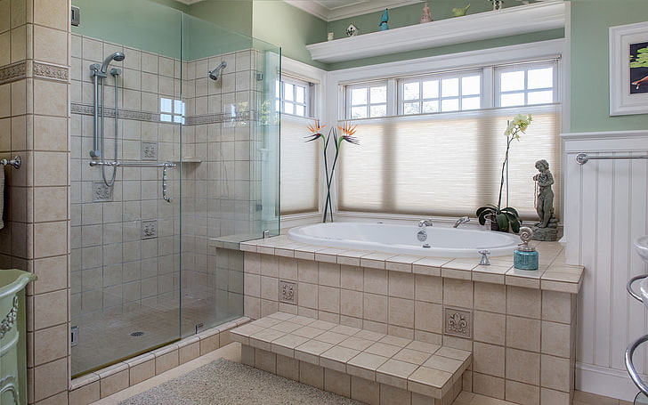 お風呂、インテリア、家、バスルーム、シャワー、 HDデスクトップの壁紙