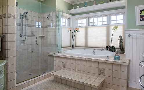 bain, intérieur, maison, salle de bain, douche, Fond d'écran HD HD wallpaper