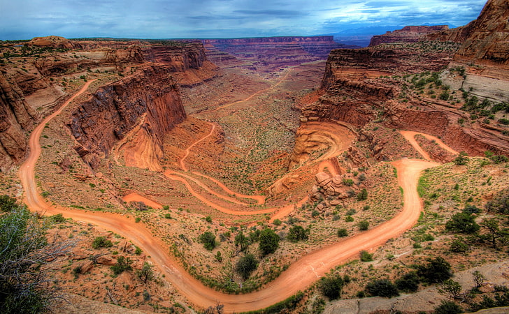 Shafer Trail - Canyonlands, Utah, horseshoe ben, United States, Utah, Nature, Trail, Canyonlands, hdr, Shafer, HD wallpaper
