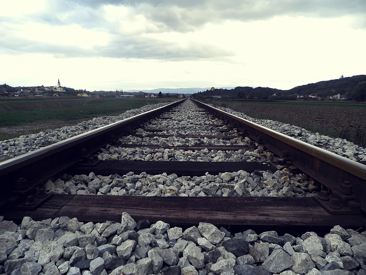 ferrocarril, paisaje, Fondo de pantalla HD