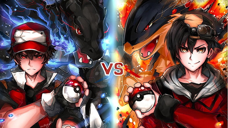 Ilustracja Pokemon Battle, Red (Pokemon), Pokémon, Typhlosion, Tapety HD