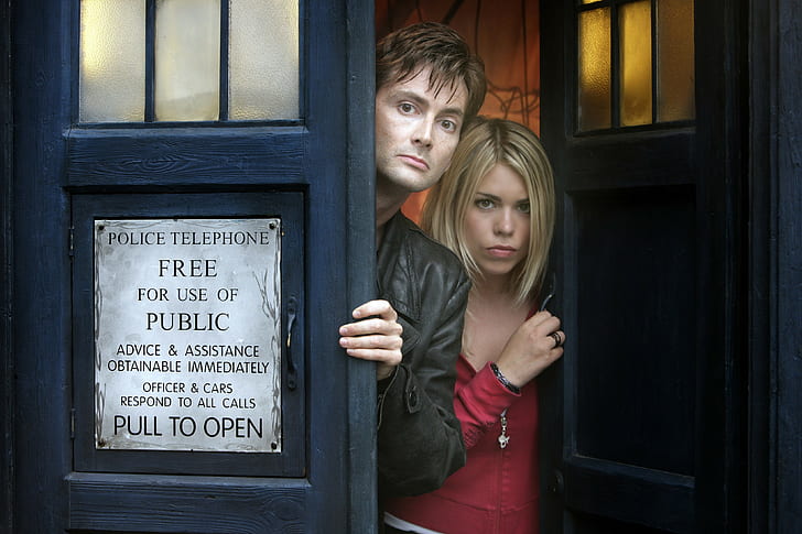 Billie Piper, David Tennant, Doctor Who, Rose Tyler, tardis, Tenth Doctor, HD wallpaper
