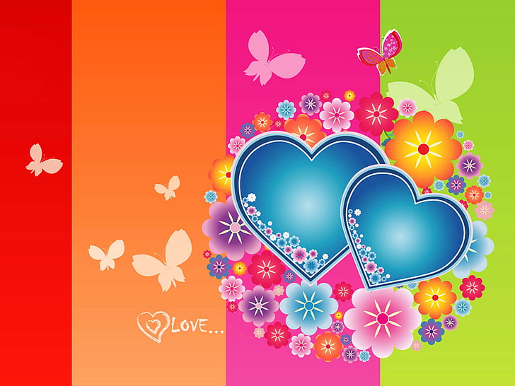 Artistic, Love, Butterfly, Colorful, Colors, Heart, HD wallpaper |  Wallpaperbetter