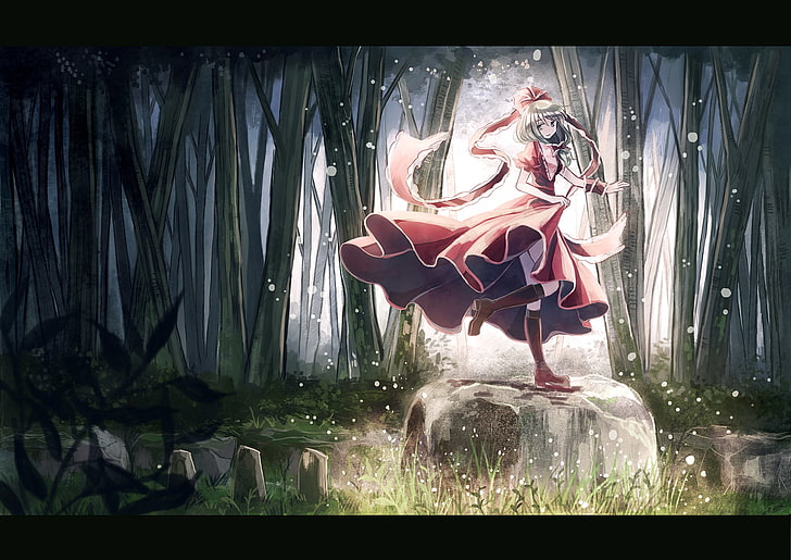 touhou, kagiyama hina, forest, dress, Anime, HD wallpaper