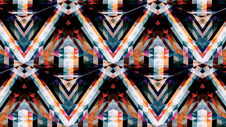 ilustrasi abstrak beraneka warna, abstrak, geometri, Andy Gilmore, simetri, Wallpaper HD