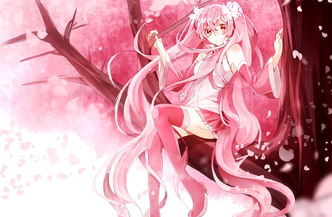 Vocaloid, Hatsune Miku, Sakura Miku, twintails, วอลล์เปเปอร์ HD HD wallpaper
