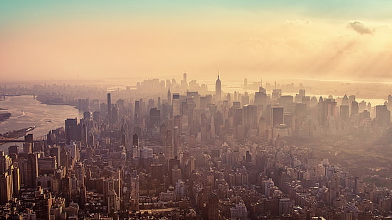 Panoramę Nowego Jorku, Nowy Jork, wieżowiec, pejzaż miejski, miasto, Tapety HD HD wallpaper
