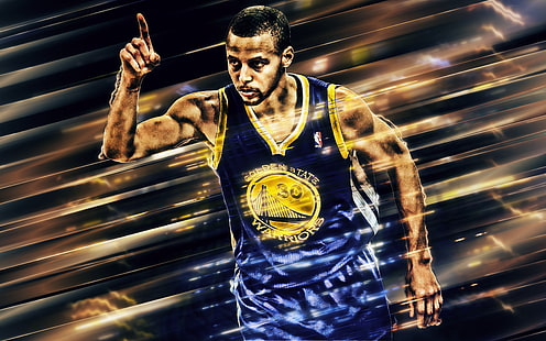 Bola Basket, Stephen Curry, Golden State Warriors, NBA, Wallpaper HD HD wallpaper