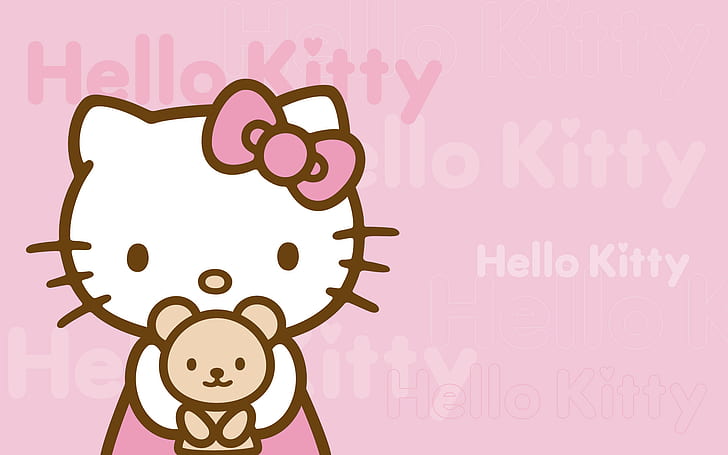 귀여운 헬로 키티, 고양이, 핑크, HD 배경 화면