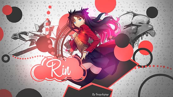 Fate Series, Fate / Grand Order, anime girls, graffiti, Tohsaka Rin, Sfondo HD HD wallpaper