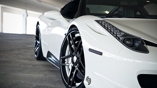 бяло кабрио купе, Ferrari, Ferrari 458 Italia, HD тапет HD wallpaper