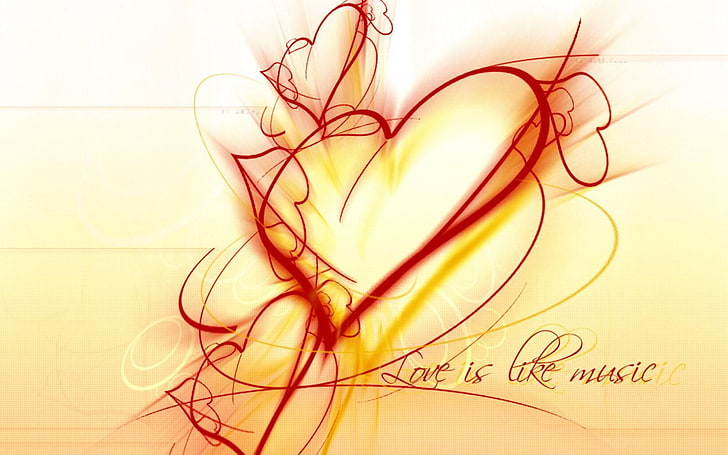 Love Is Like Music, hearts illustration with text overlay, Love, , heart, music, HD wallpaper