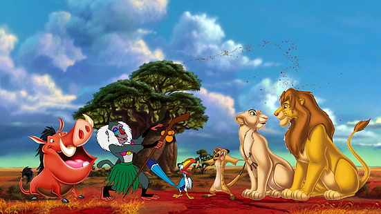 The Lion King Pig Pumba Monkey Rafiki Parrot Zuzu Timon Simba And Nala Cartoon Disney Desktop Hd Wallpaper 1920×1080, HD wallpaper HD wallpaper