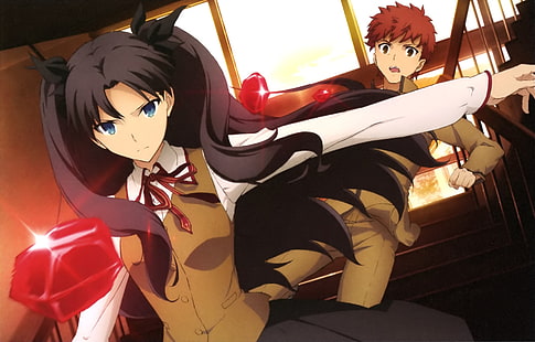 سلسلة Fate ، Fate / Stay Night: Unlimited Blade Works ، Rin Tohsaka ، Shirou Emiya، خلفية HD HD wallpaper