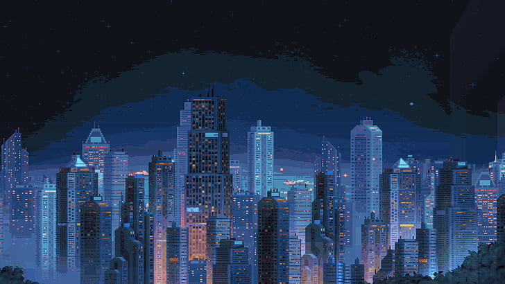 198x, 1980-е, пиксель арт, ретро стиль, Hi-Bit Studios, видеоигры, видеоигры, город, здания, HD обои