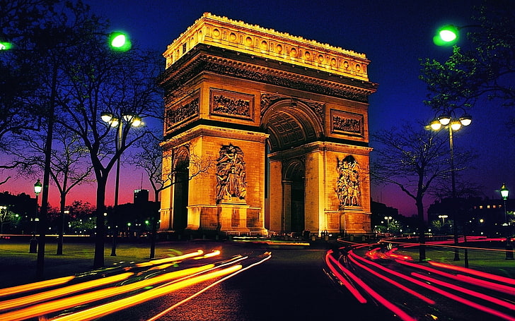 Arc de Triomphe Night-Cities desktop wallpaper, Arch de Triomphe, France, HD wallpaper