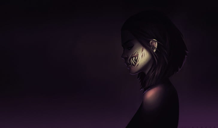 темнота, лицо, демон, фантазийная девушка, фэнтези-арт, Милина (Mortal Kombat), HD обои