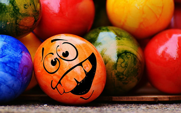 easter, easter eggs backgrounds, emoticon, painted, Background Ultra HD 4K, download 3840x2400 easter, HD wallpaper
