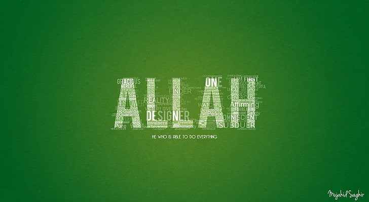 Allah Typographic, Allah word cloud, Artistic, Typography, HD wallpaper