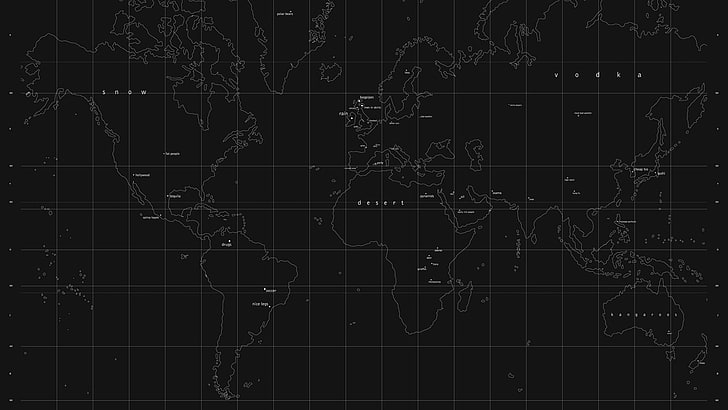 ภาพประกอบแผนที่โลกสีดำและสีเทาแผนที่แผนที่โลก, วอลล์เปเปอร์ HD