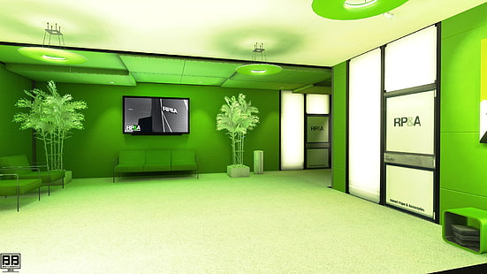سجادة زهرية خضراء وبيضاء ، ميرورز إيدج ، مدينة ، ألعاب فيديو ، أخضر ، أضواء، خلفية HD HD wallpaper