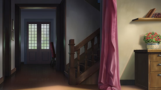 аниме дом, интерьер, лестницы, аниме, HD обои HD wallpaper
