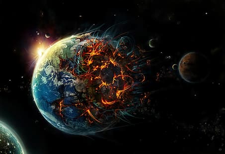 Planet, Earth, Apocalypse, จุดจบของโลก, การทำลายล้าง, วอลล์เปเปอร์ HD HD wallpaper