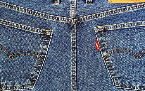 pantalones de mezclilla azul Levi's, azul, estampado, jeans, tela, Fondo de pantalla HD HD wallpaper