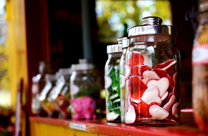 calories, candy, candy glass, fruit jelly, heart, sugar, sweet, HD wallpaper