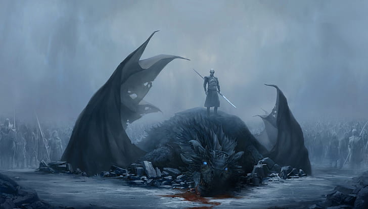 TV Show, Game Of Thrones, Night King (Game of Thrones), Viserion (Game of Thrones), White Walker, HD wallpaper