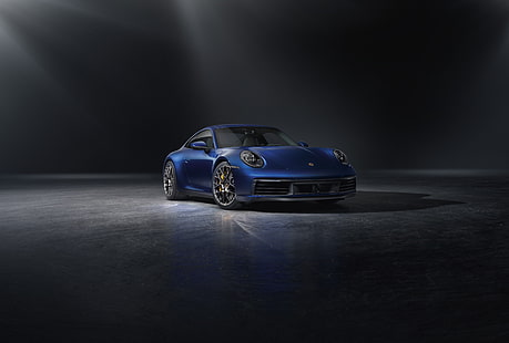 Porsche 911, спортна кола, Porsche, кола, сини автомобили, превозно средство, изглед отпред, HD тапет HD wallpaper