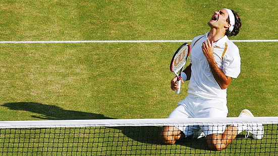 Roger Federer-sports HD Wallpaper เสื้อยืดสีขาวของผู้ชาย, วอลล์เปเปอร์ HD HD wallpaper