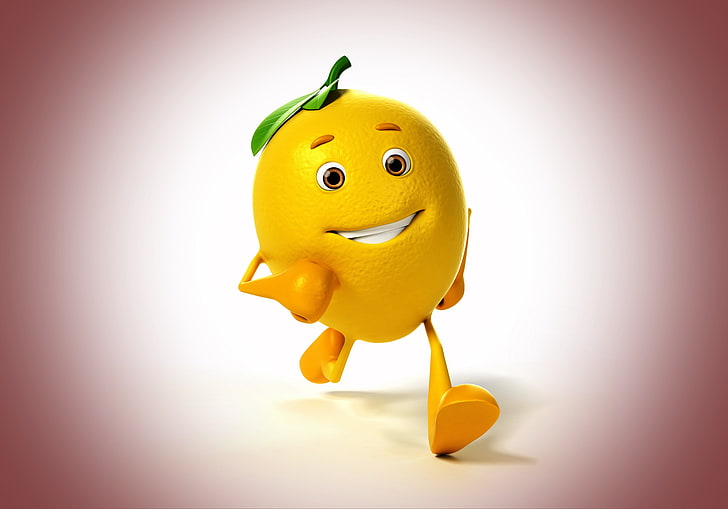 clip art lemon kuning, senyum, latar belakang, lemon, kiprah, berjalan, Wallpaper HD