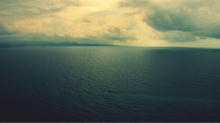 akwen, morze, niebo, cisza, chmury, horyzont, Tapety HD