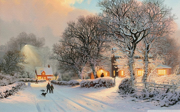 Winter, Schnee, Malerei, HD-Hintergrundbild