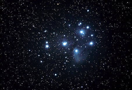 The Pleiades, M45, star cluster, in the constellation of Taurus, HD wallpaper HD wallpaper
