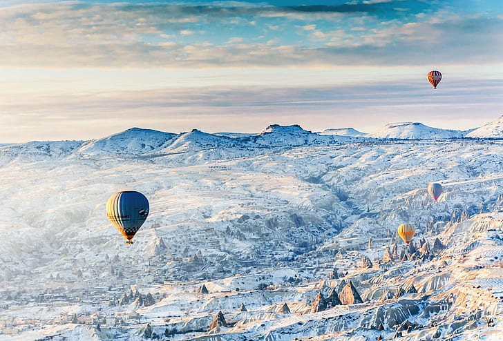 Kapadokia, balon udara panas, Kapadokia, balon udara panas, Alam, Turki, Wallpaper HD