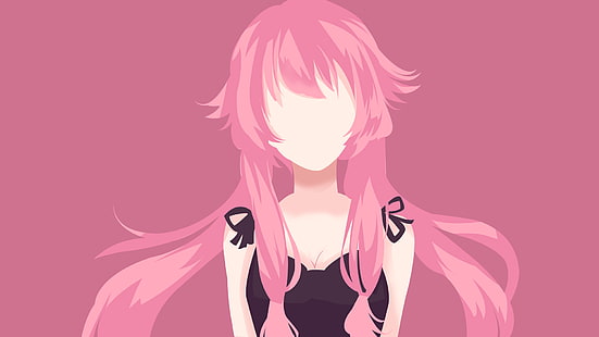 Gasai Yuno, Mirai Nikki, minimalism, rosa hår, anime, animeflickor, HD tapet HD wallpaper